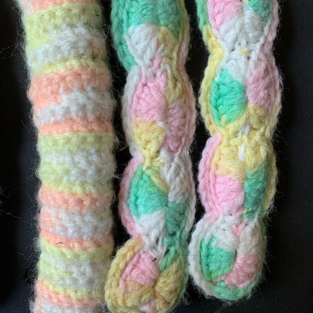 v i n t a g e :: 4 Handmade Rainbow Pastel Crochet Knit Clothing Hangers